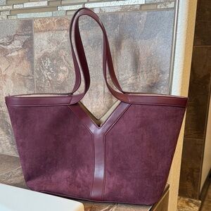 NEW Suede Tote Bag in Burgundy